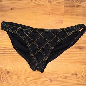 Y2K Billabong Black Bikini Bottom with Yellow stitching